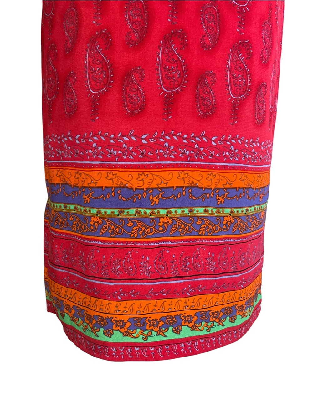 Vintage 90s Acorn Silk Paisley Maxi Wrap Skirt Red Boho Festival Cottagecore - Picture 3 of 10